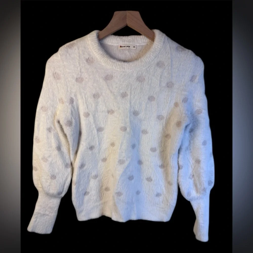 Marine Layer Arielle Women's Cream Sparkling Polka Dot Sweater Size XS